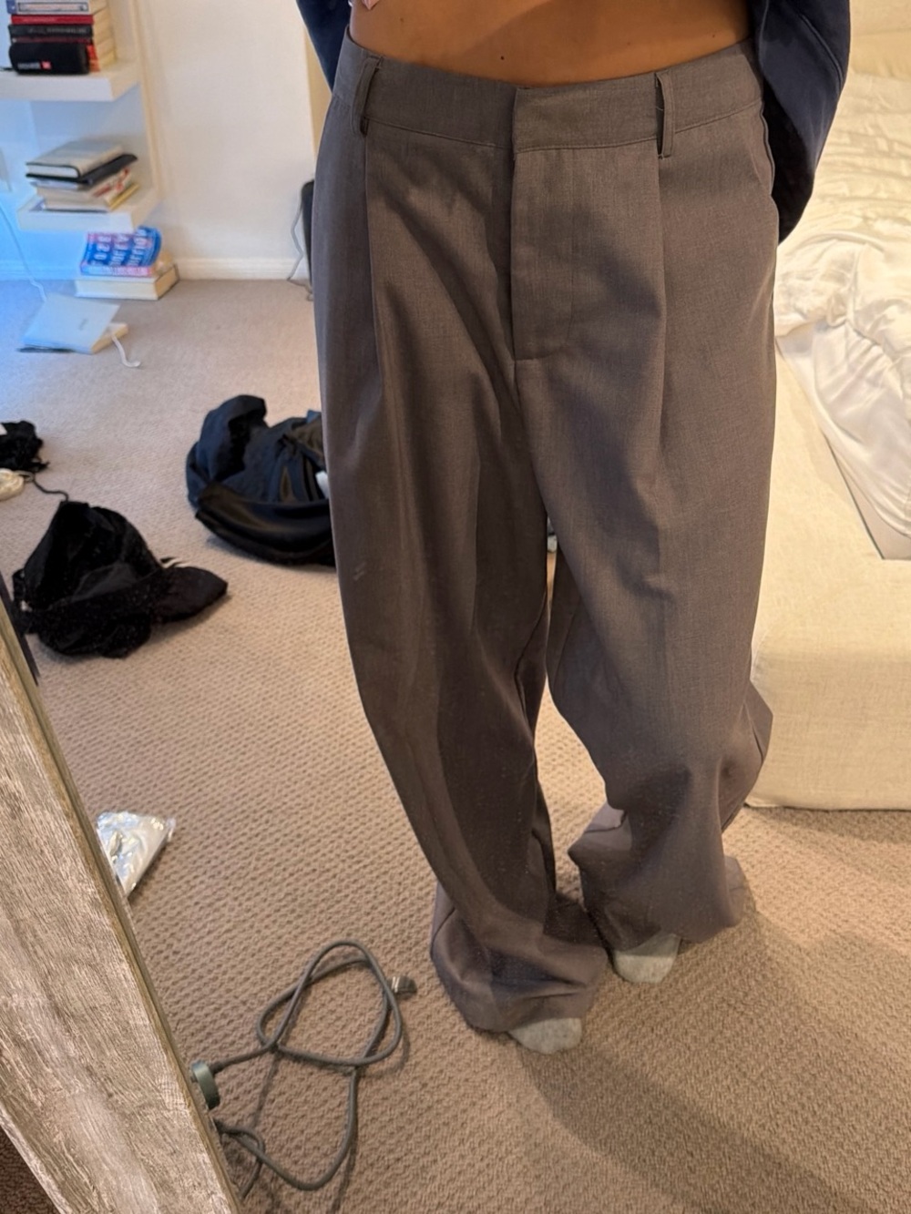 Lioness Men's Wide-Leg Dress Pants in Charcoal Gray